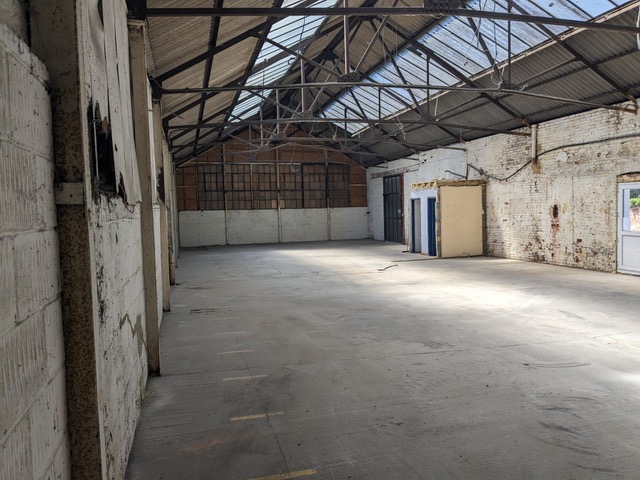 Interior of the 285 Stoughton Road warehouse as it currently looks, before refurbishment